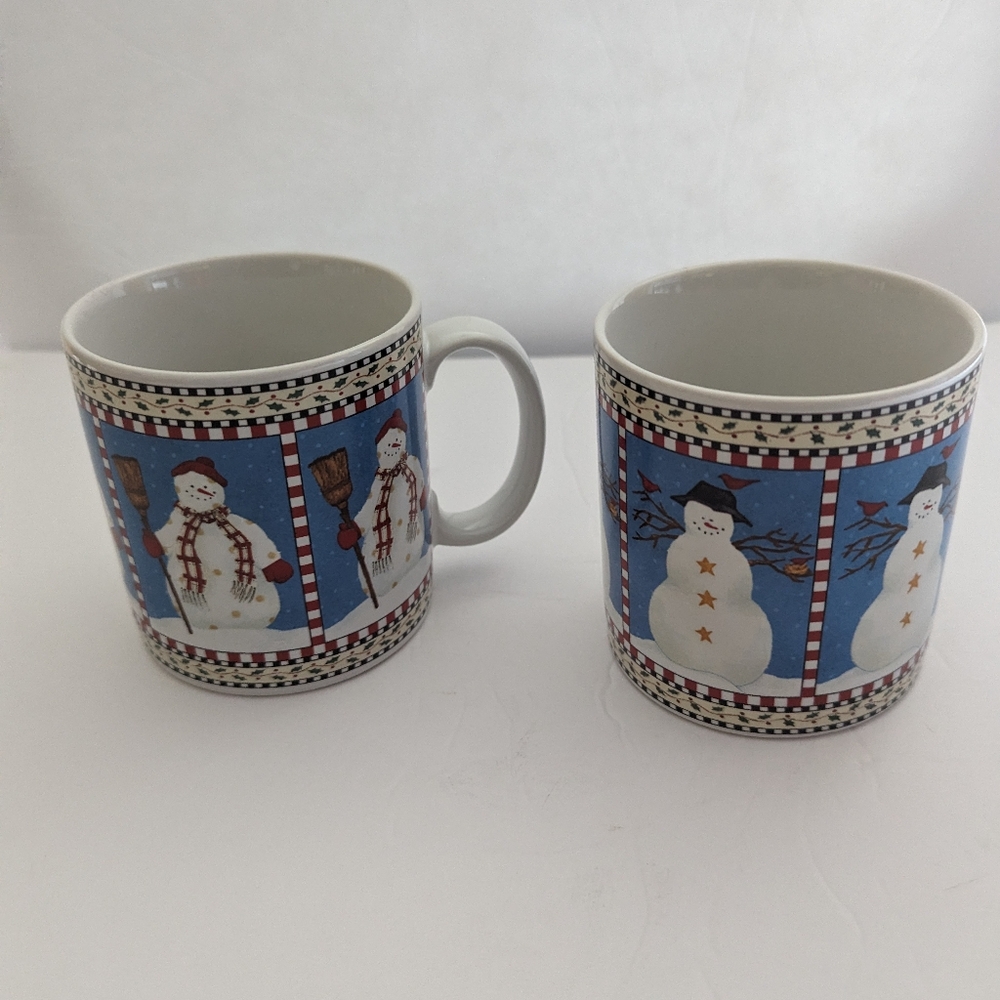 Debbie Mumm Snowman 4-Mug Set by Sakura 1997 with Box